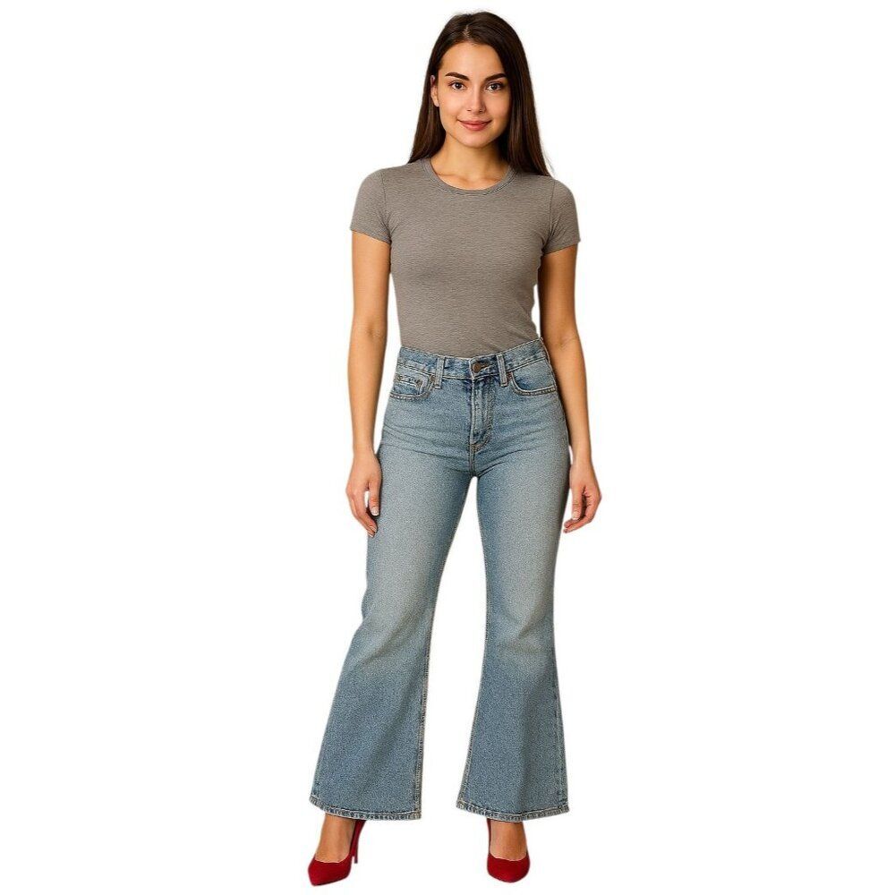 DKNY Times Square Jeans Flare MID RISE Blue Wash Denim WOMEN'S WOMAN'S SIZE 9